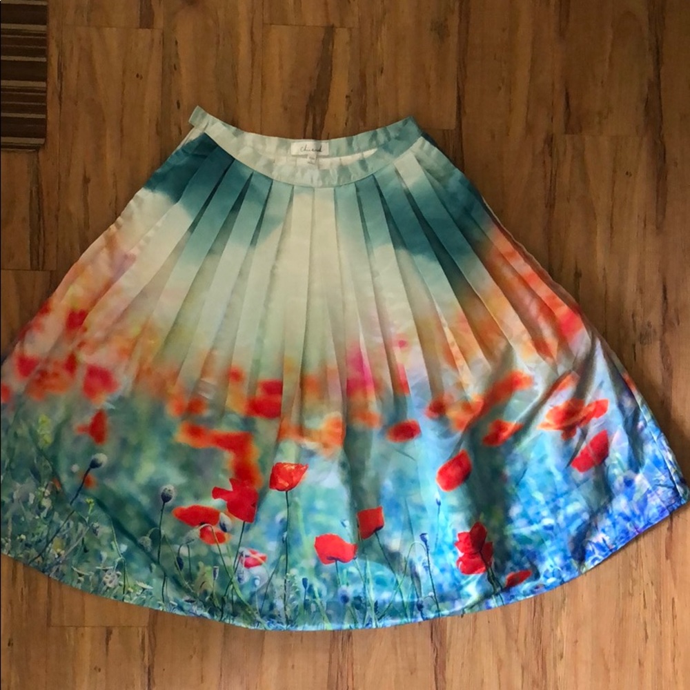 Chicwish Poppy Flower Print Midi Skirt